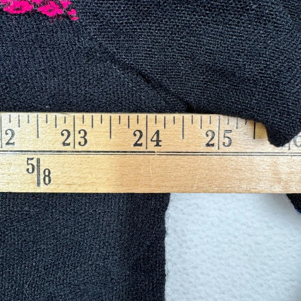 Andes Artesanias Vintage Wool Cotton Patchwork Henley Pullover‎ Sweater Black L - Picture 7 of 10